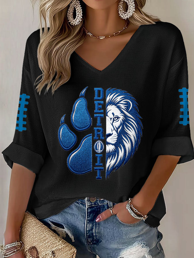 Women'S Football  Print Waffle  Top