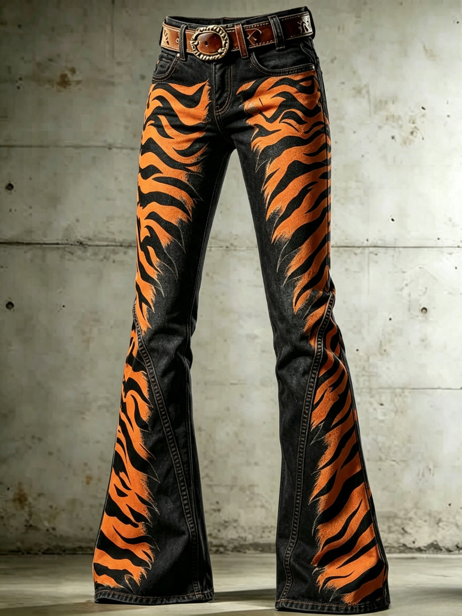 Women's Football Printed Denim Pants