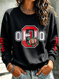 Women'S Embroidered Rugby Round Neck Top