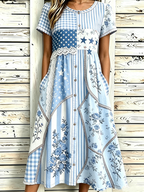 Women'S Casual American Independence Day Print Art Casual Dress