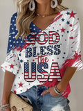 Women's casual Independence Day commemorative printed tie dye T-shirt, commemorating the 250th anniversary of the founding of the United States