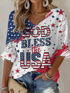 Women's casual Independence Day commemorative printed tie dye T-shirt, commemorating the 250th anniversary of the founding of the United States