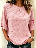 Women's Pink Art Print Crew Neck Top