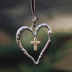 Vintage Cross Heart Pendant Necklace