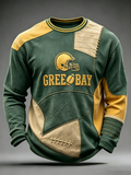 Men'S Fan Printed Round Neck Long Sleeved Sweatshirt