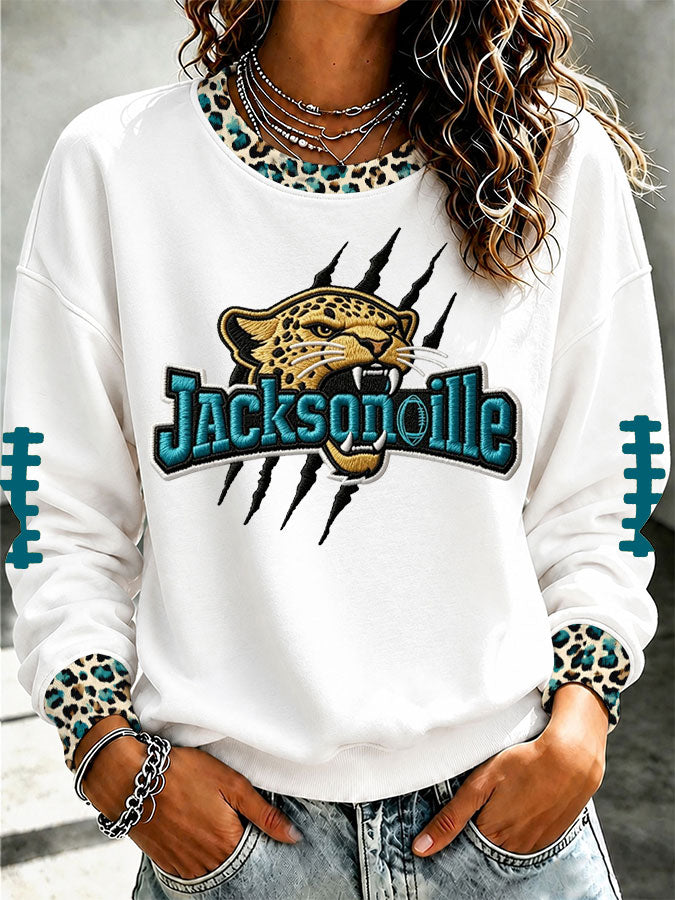 Women'S Retro Football Round Neck Sports Shirt