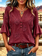 Women's Casual Printed Hollow Top