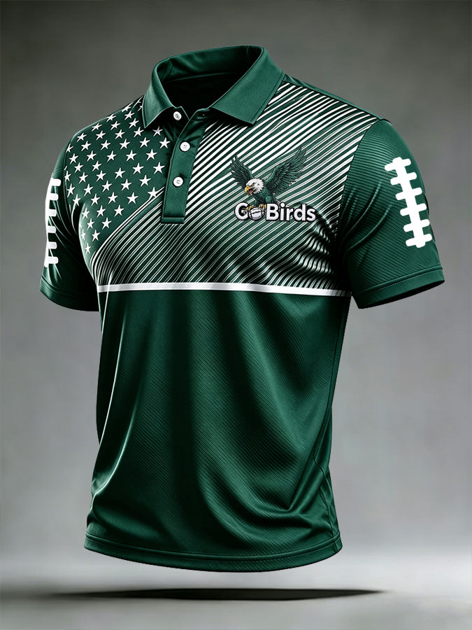 Men'S Football Print Casual Polo