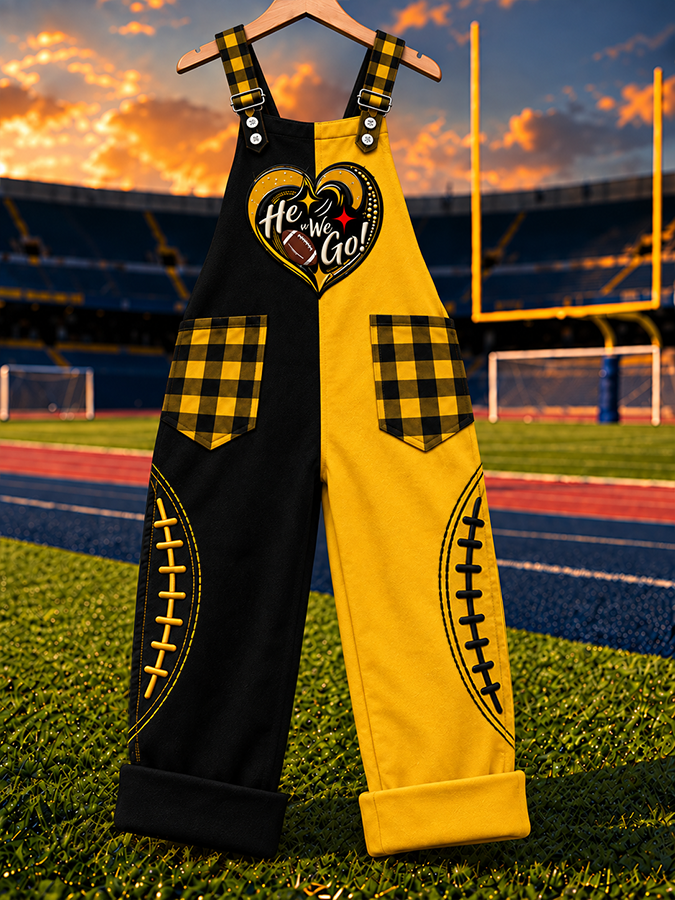 Women'S Football Fans Print Patchwork Jumpsuit