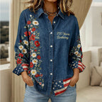 Women's 250th Anniversary American Art Print Casual Long-Sleeve Shirt