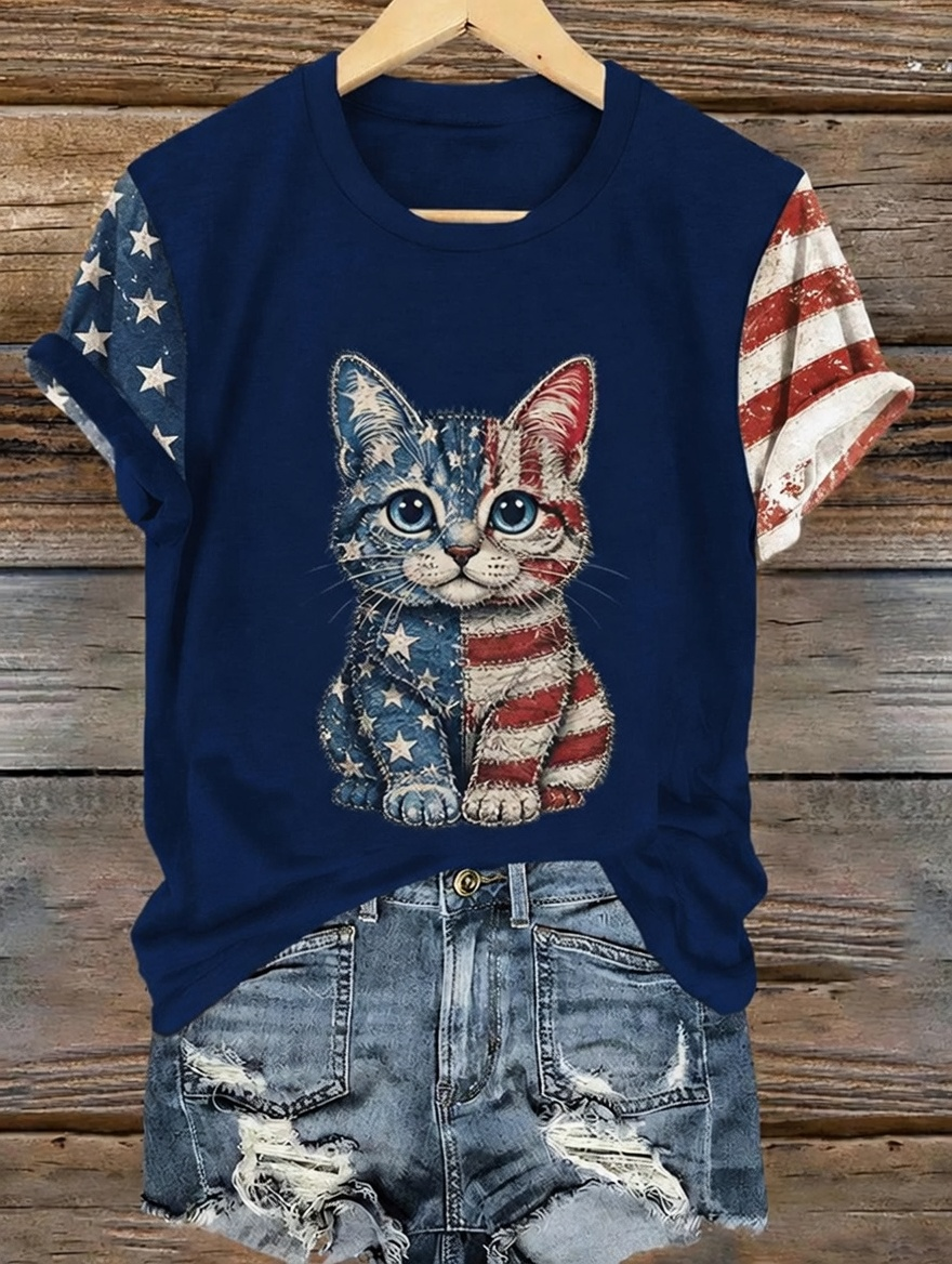 Women's 250 Years Of Freedom Flower Art Print T-shirt