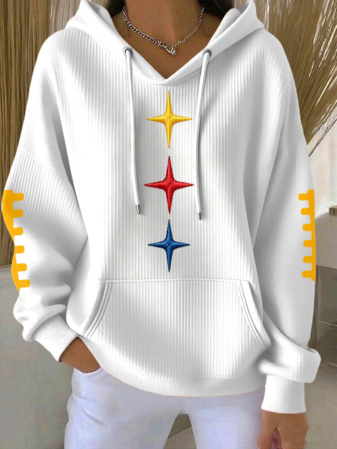 Women'S Football Print Hooded Sweatshirt