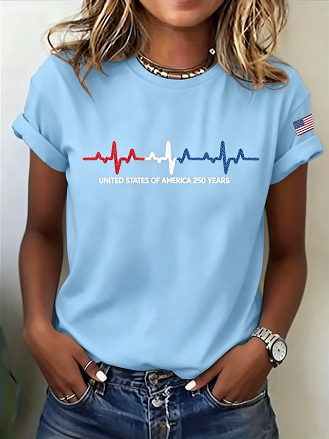 Women'S  Flag Printed Casual T-Shirt