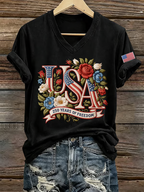 Women's 250th Anniversary Freedom Print V-Neck T-Shirt