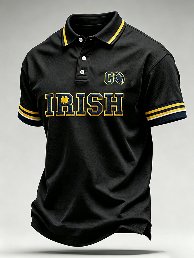 Men'S Retro Rugby Collar Polo T-Shirt