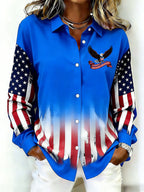 Ladies' Casual 250Th Anniversary Celebration Lapel Button Up Shirt