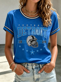 Women's Football Fan Printed Round Neck T-Shirt