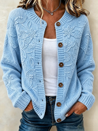 Ladies' Casual Plant Flower Knitted Cardigan Top