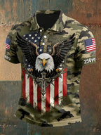 Men'S Casual American Independence Day Printed Celebration Short Sleeved Polo Shirt