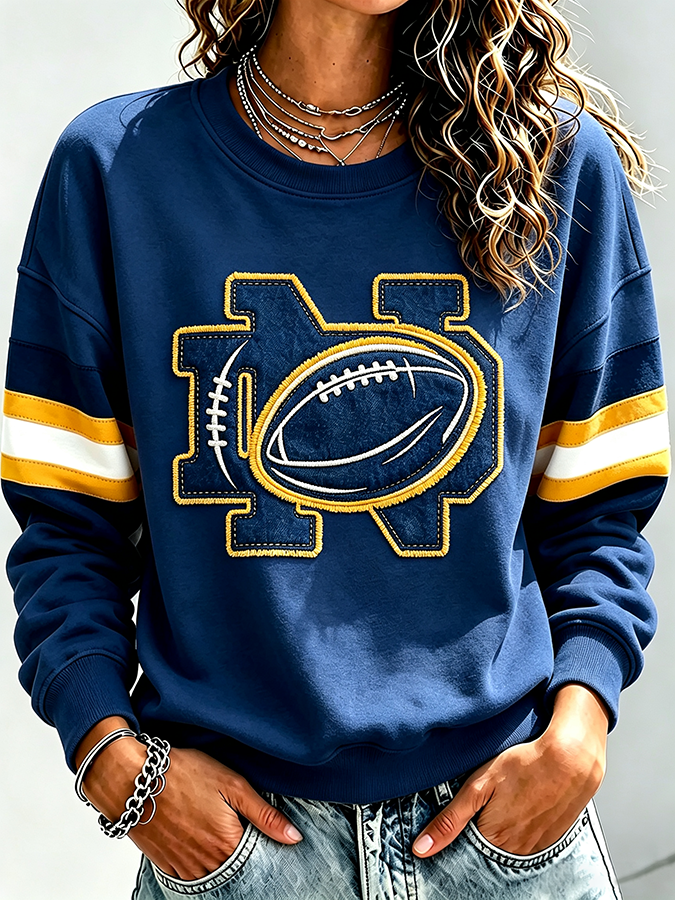 Women'S Retro Rugby Round Neck Sports Shirt