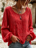 Women'S Plant Flower Printed Cotton And Linen Shirt