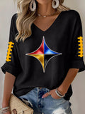 Women'S Football  Print Waffle  Top
