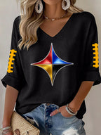 Women'S Football  Print Waffle  Top