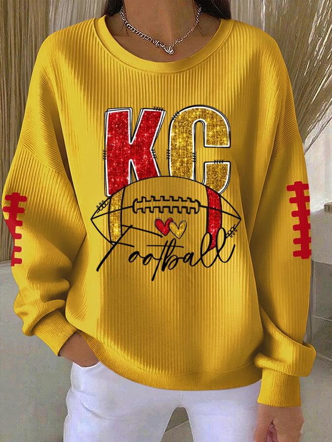 Women'S Football Print Casual Sweatshirt