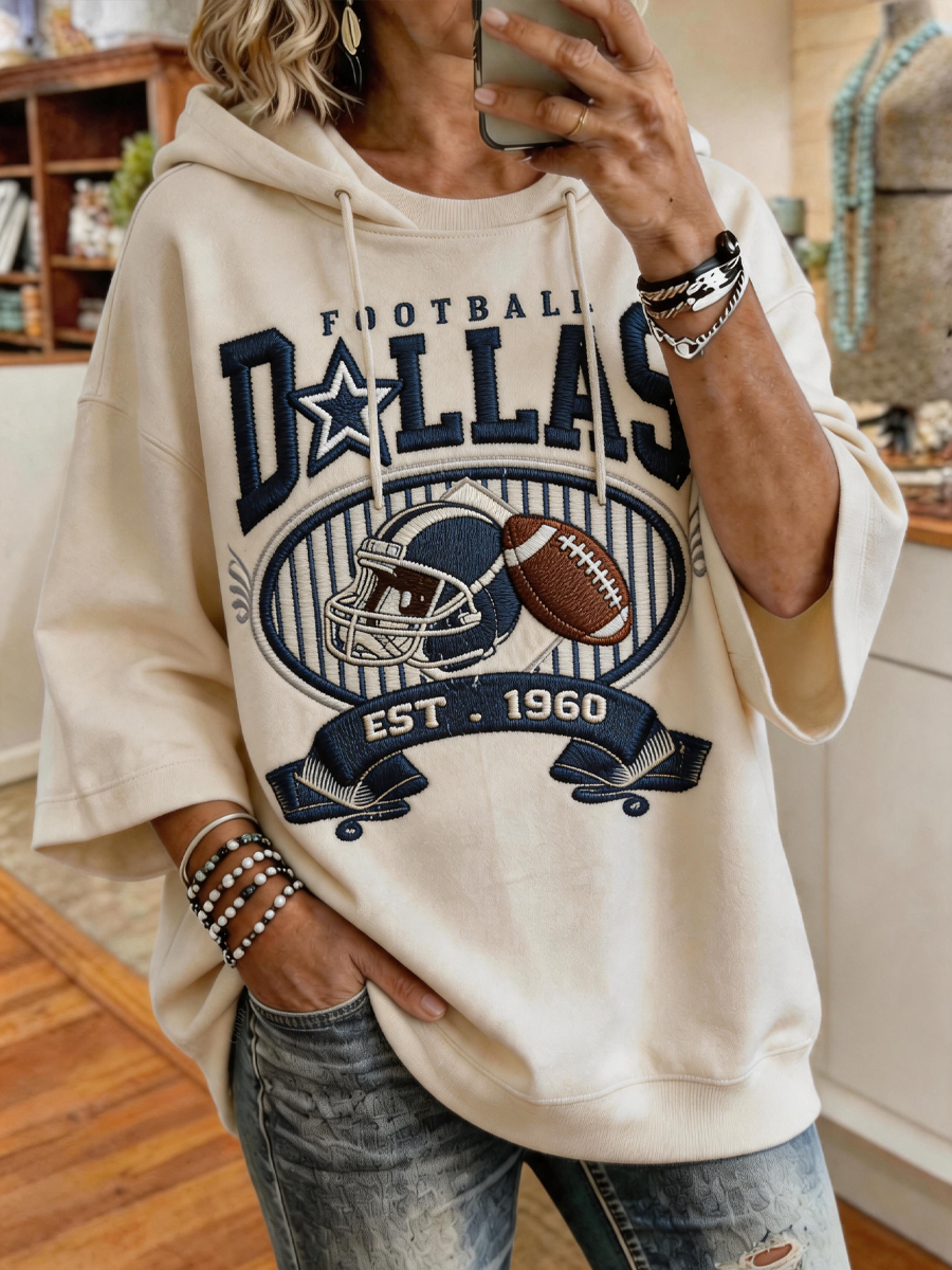 Women'S Rugby Enthusiast Printed Casual Hoodie