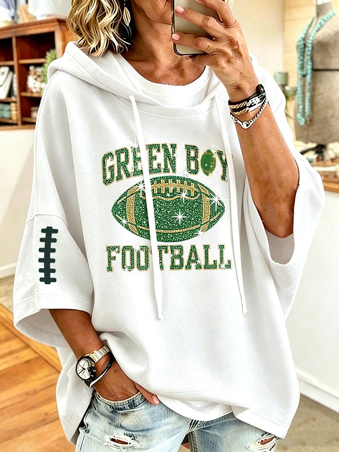 Women'S Vintage Football Print Hoodie