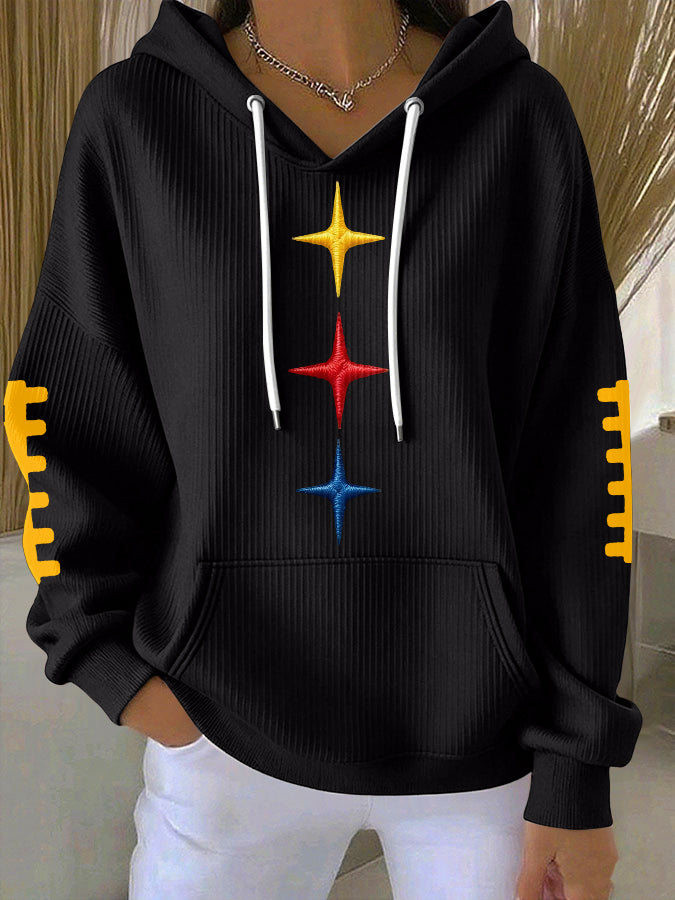 Women'S Football Print Hooded Sweatshirt