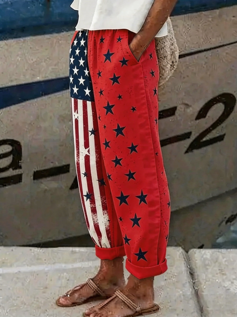 Women Striped Long Pants Vintage Spring/Fall Trousers