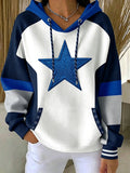 Women's Cowboy Football Team Fans Print Hooded Sweatshirt