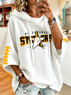 Women'S Football Print Hooded Sweatshirt
