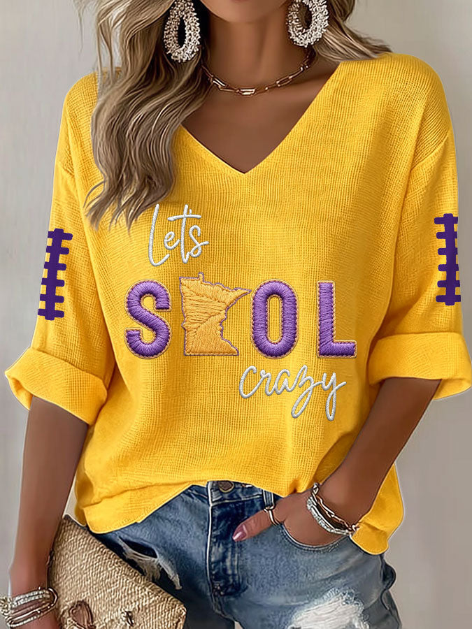Women'S Football  Print Waffle  Top
