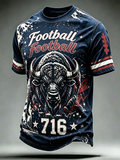 Men's football printed short sleeved T-shirt