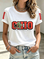 Ladies' Rugby Printed Round Neck T-Shirt