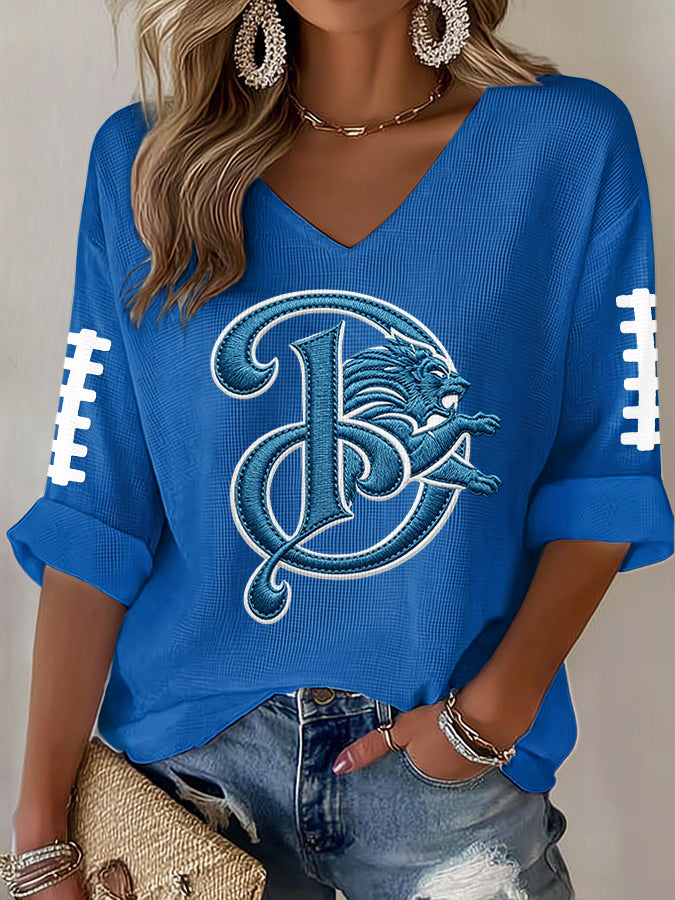 Women'S Football  Print Waffle  Top