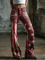 Women'S Retro Flower 250Th Anniversary Commemorative Casual Jeans