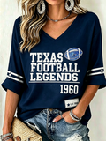 Women'S Rugby Enthusiast V-Neck Short Sleeved Top