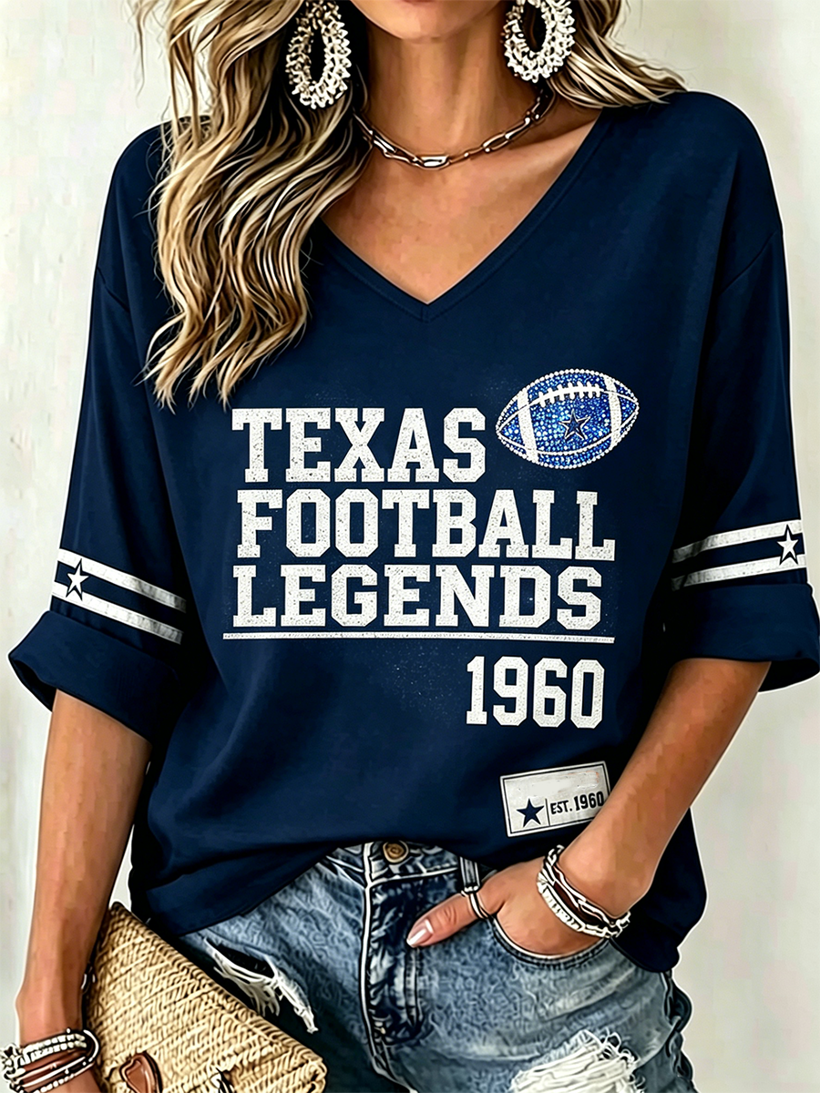 Women'S Rugby Enthusiast V-Neck Short Sleeved Top