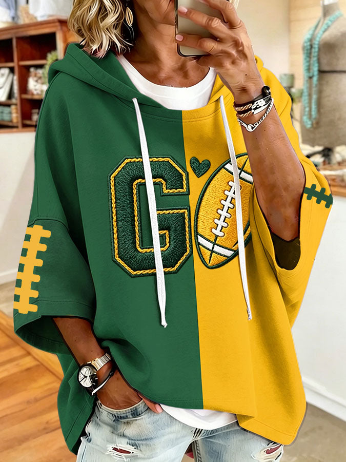 Women'S Vintage Football Print Hoodie