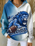 Women's Football Fan Printed Vintage Hoodie