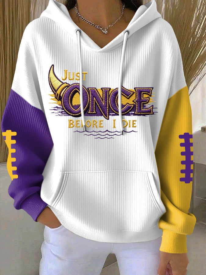Women'S Football Print Hooded Sweatshirt