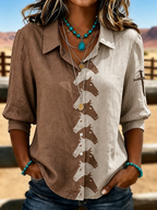 Women's Western Style Cross Retro Printed Shirt