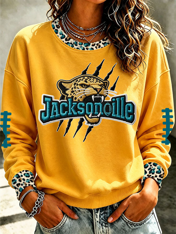 Women'S Retro Football Round Neck Sports Shirt