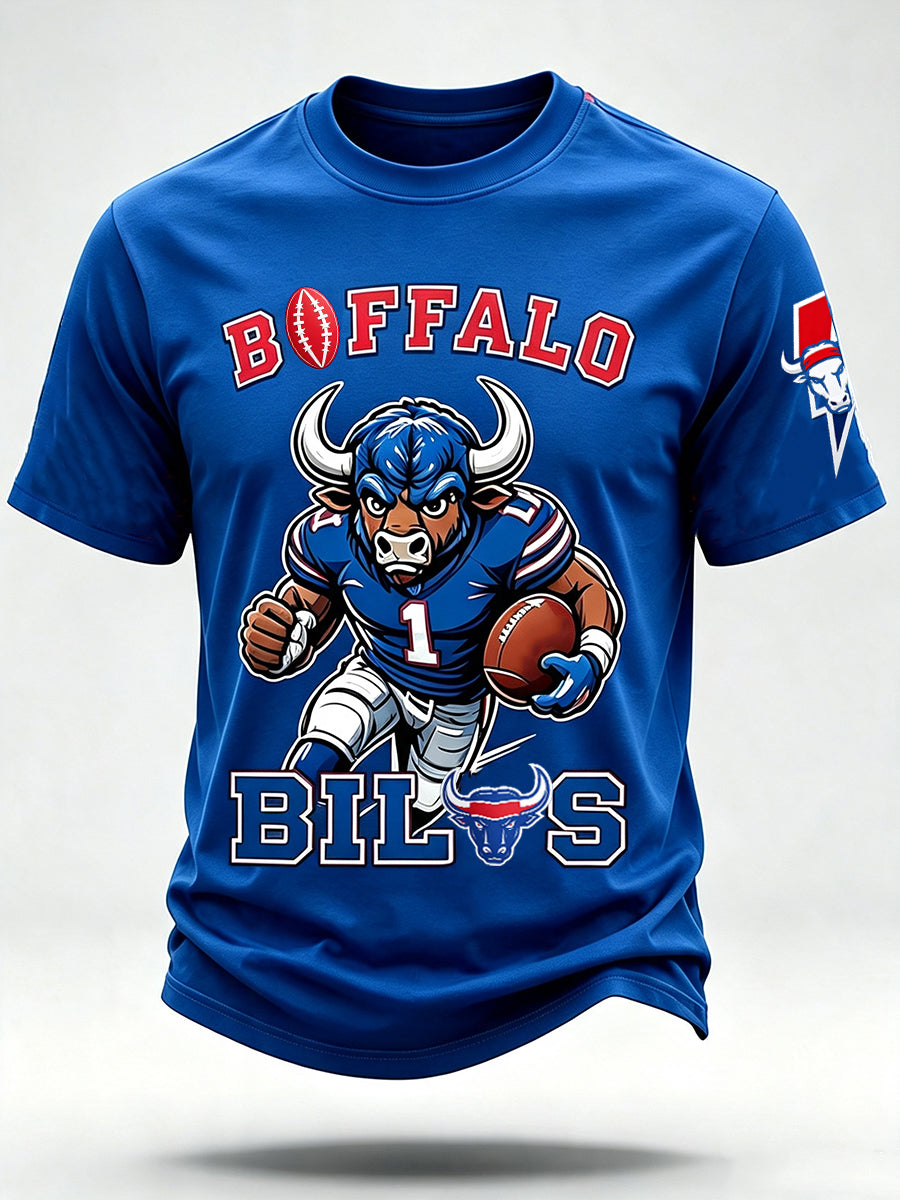Men's football printed short sleeved T-shirt