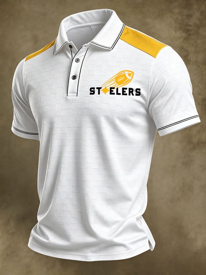Men's Casual Football Printed Polo Shirt
