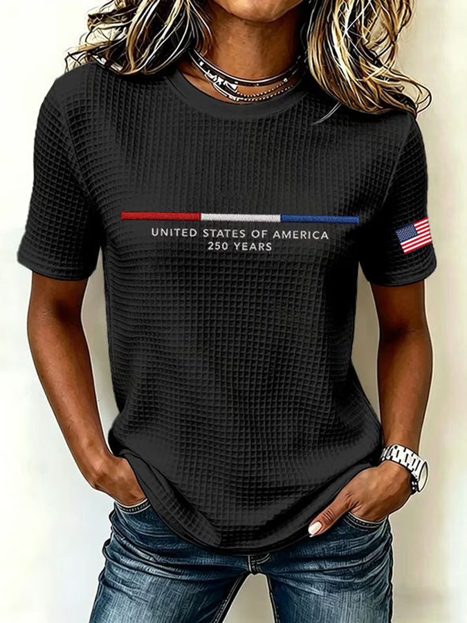 Women's United States of America Printed Waffle T-shirt