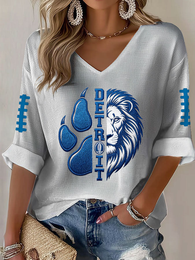 Women'S Football  Print Waffle  Top